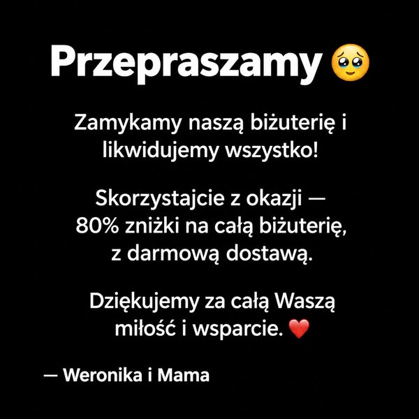 Do −80% + darmowa dostawa. Zamykamy się