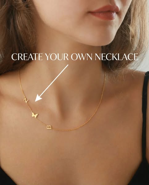 Personalized necklace with side letters