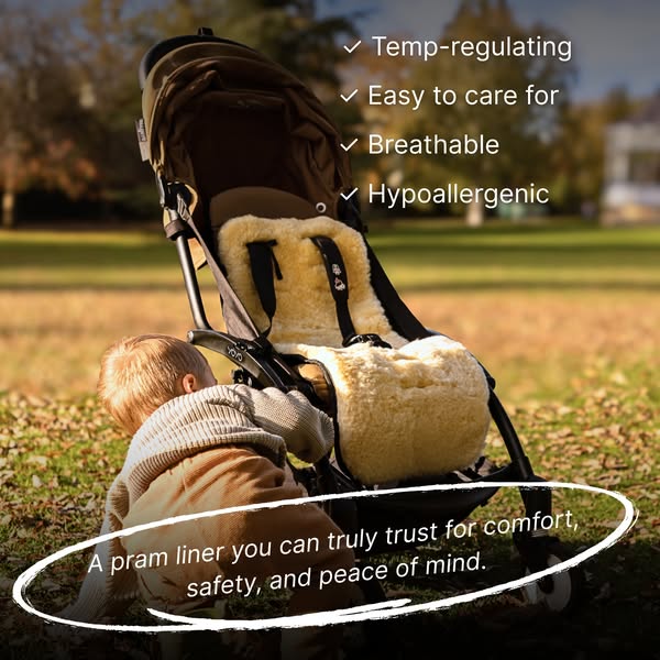 100% Natural Sheepskin Snuggly Pram Liner