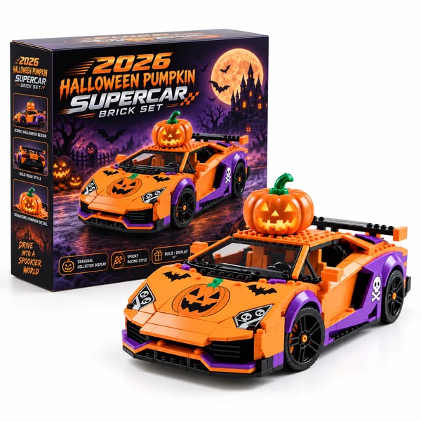 2026 Halloween Pumpkin Supercar Brick Set