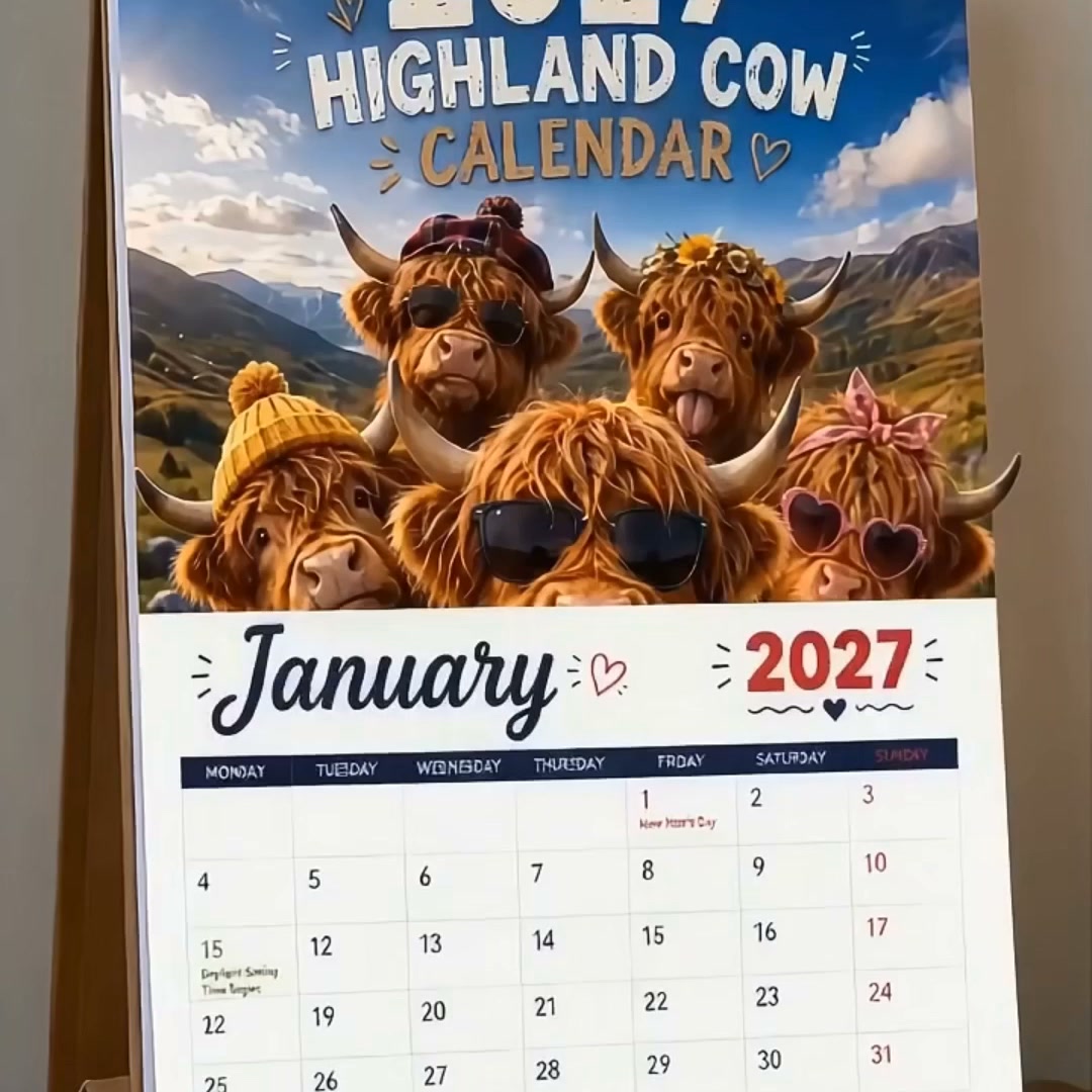 Grappige Schotse hooglander wandkalender 2027 A4