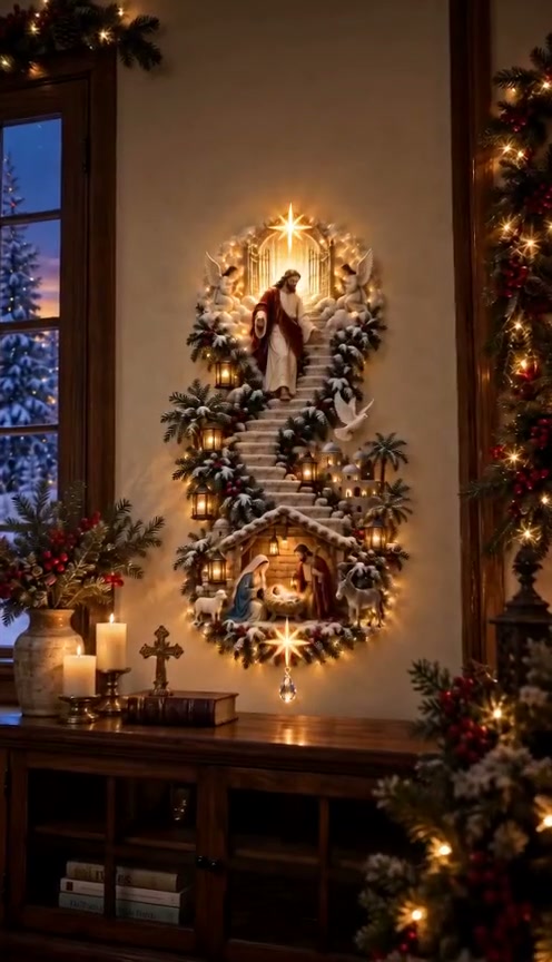 Jesus Light of Heaven Christmas Wall Hanging