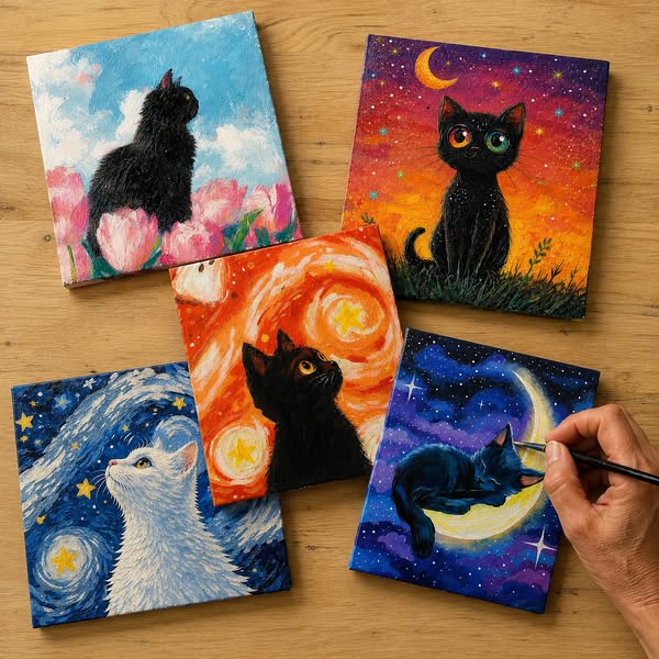 Learn The Modern Art Of Painting Dreamy Acrylic Cats