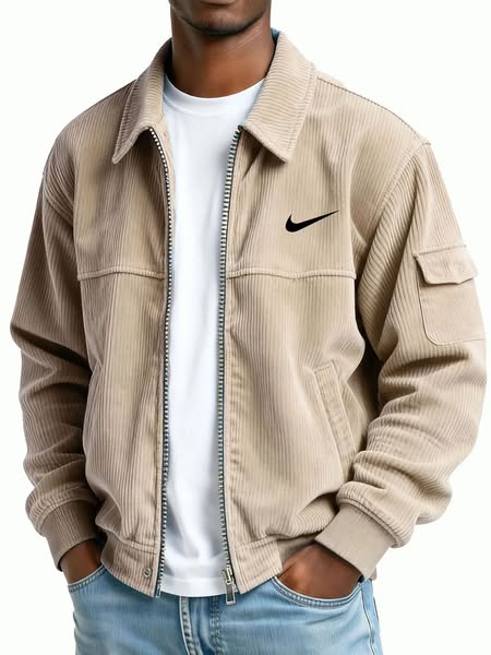 Men's Fashion Casual Corduroy Zip-Up Bomber Jacket