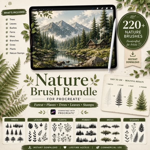 90% OFF Nature Brushes for Procreate