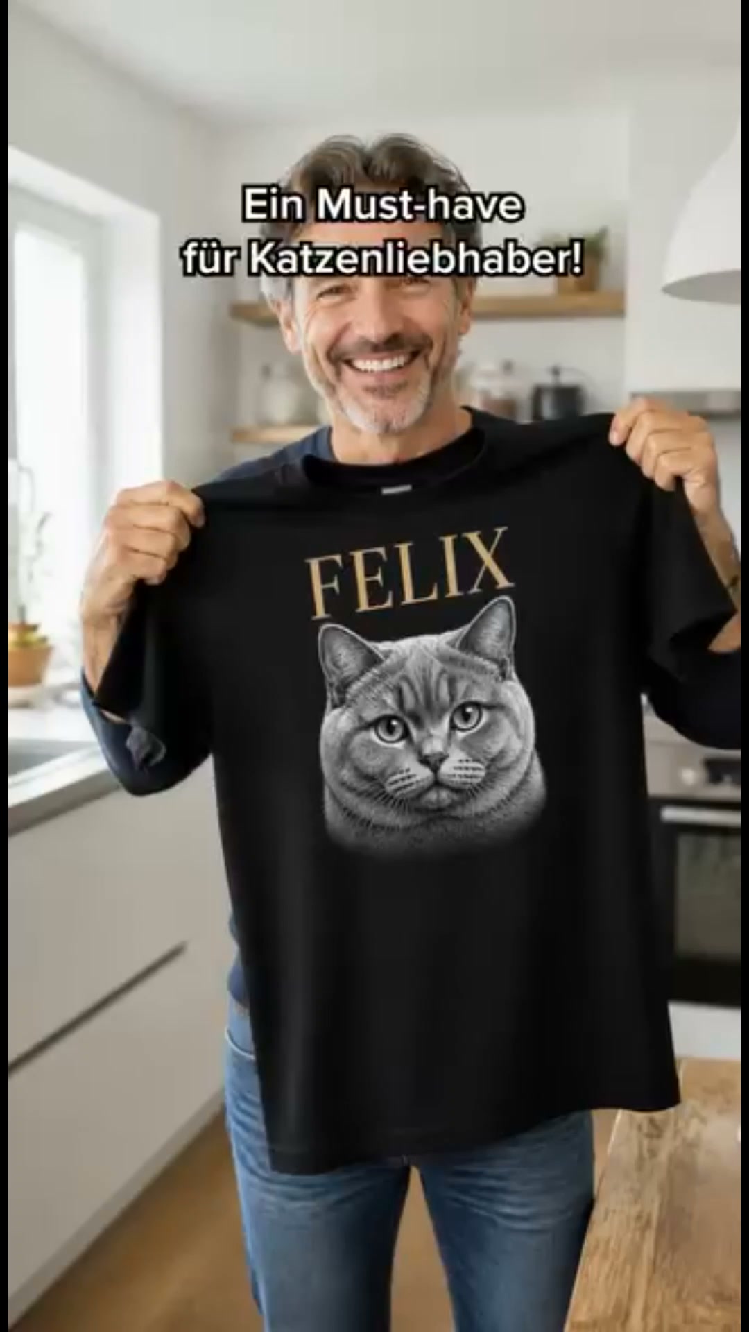 Deine Katze als Kunstwerk auf dem Shirt