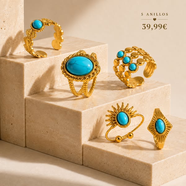 PACK 5 Anillos Turquesa