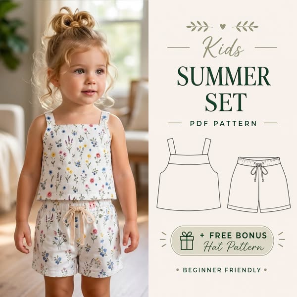90% OFF Girls Summer Shorts Set Pattern