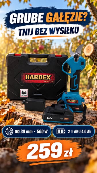 Sekator HARDEX 30 mm + 2×4.0 Ah — 259 zł