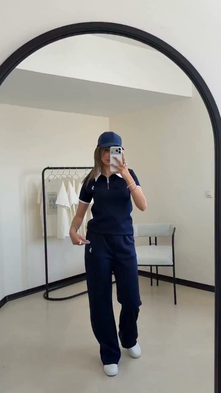 Zip Collar Polo Set — Stylish