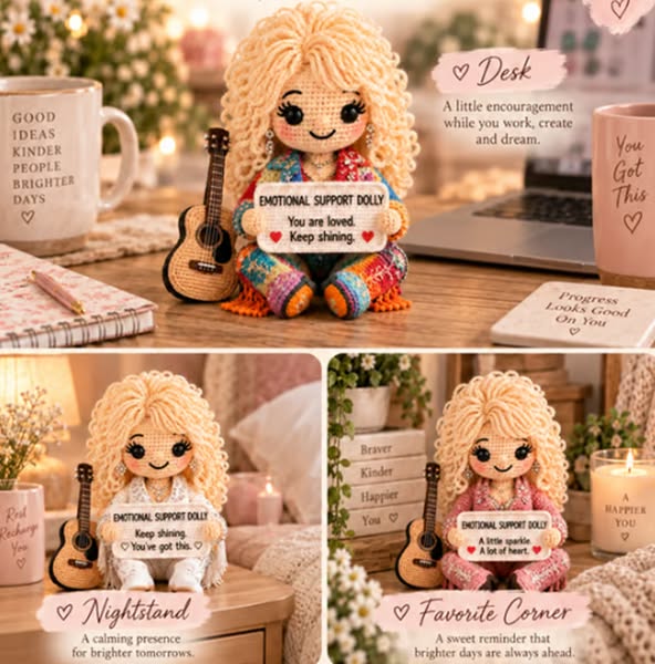 Handmade Crochet Emotional Support Dolls - Pink