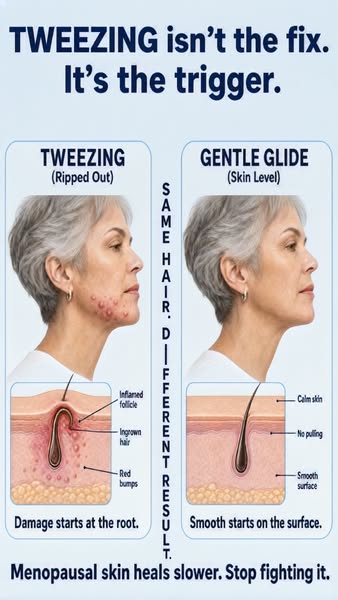 If dark hairs started appearing on your chin after 45, it’s not your fault. It’s your hormones.