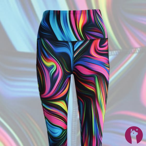 Neon Swirl Pocket Leggings - Colourful Funky Leggings