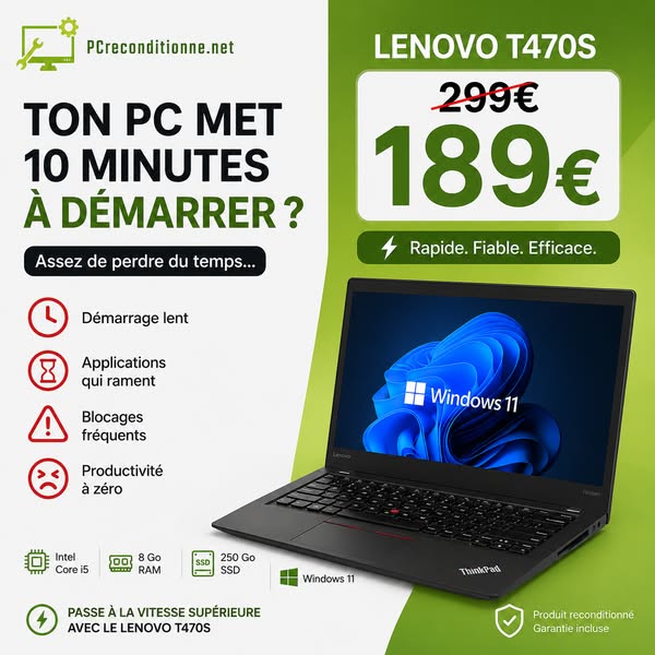 STOP AUX PC LENTS LENOVO T470S À 189€