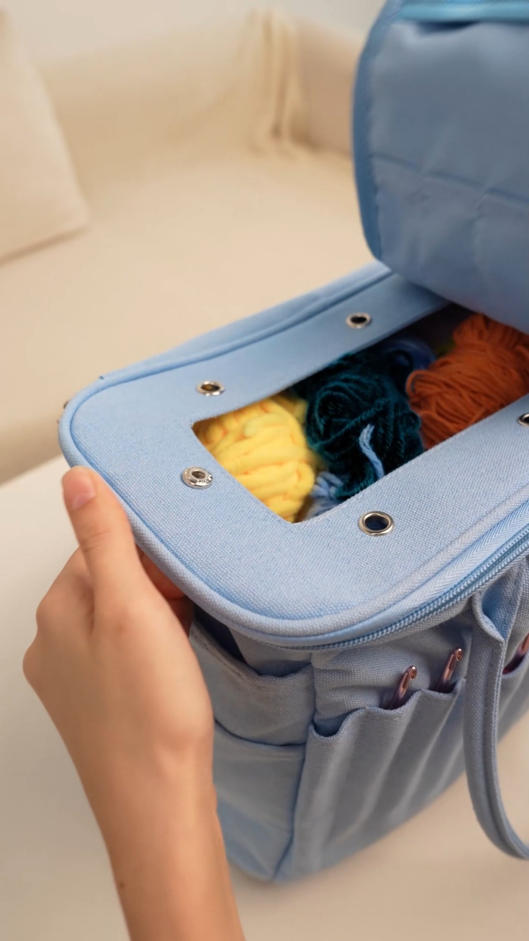 Custom Large-Capacity Canvas Yarn Storage Bag