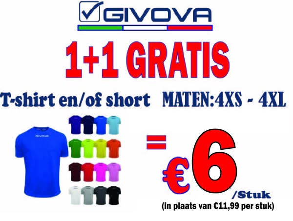 1 + 1 gratis T-shirt en short