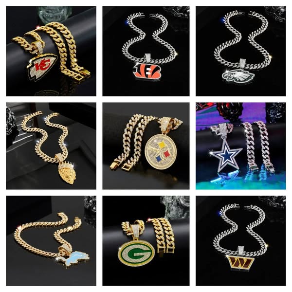 NFL Team Pride Gem Chain Necklace – Wear Your Team with Pride