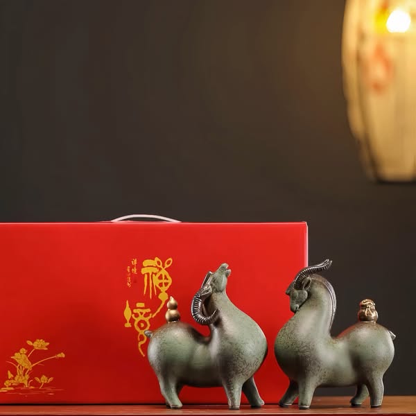 Attract Peace & Prosperity: Fu Lu Ji Yang Sheep Figurine