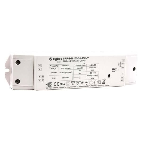 SEK574 Zigbee led driver / controller | 24v controller med inbyggd strömförsörjning | cct (kelvin) styrning | 0-50w