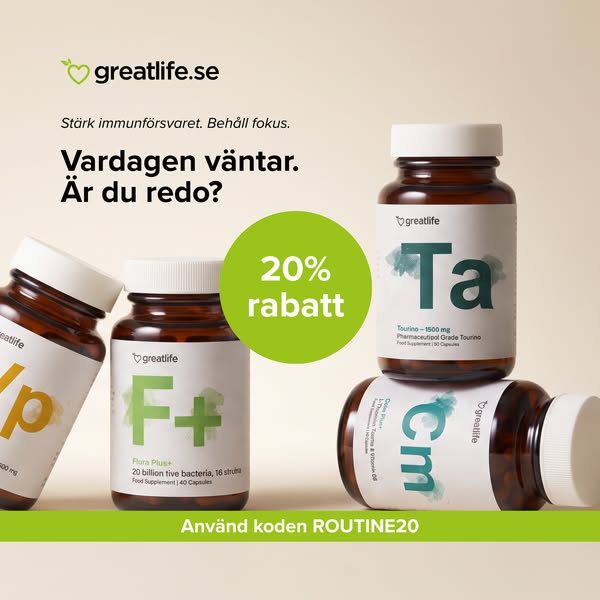 20% rabatt på utvalda kosttillskott