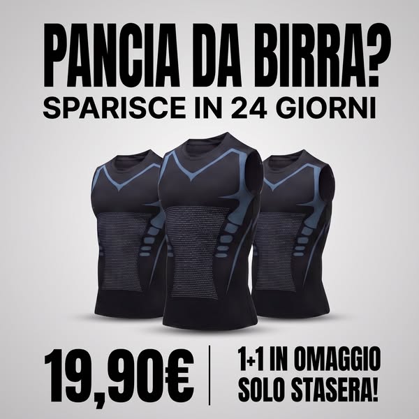 Solo stasera · 1+1 in omaggio · €19,90 a canottiera — offerta scade a mezzanotte.