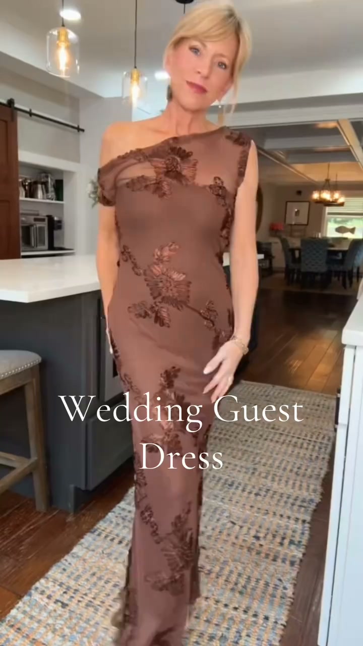 Maren Appliqué Mesh Gown · $119
