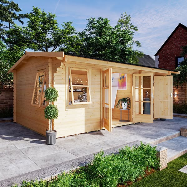 18'x14' Delta Store Reduced Height Log Cabin - 44mm Log Cabin - 0% Finance - Buy Now Pay Later - Tiger Sheds