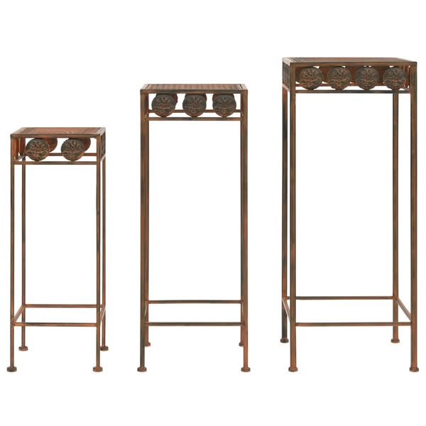 Plant Stand Set 3 Pieces Vintage Style Metal Rusty — Price Match Promise