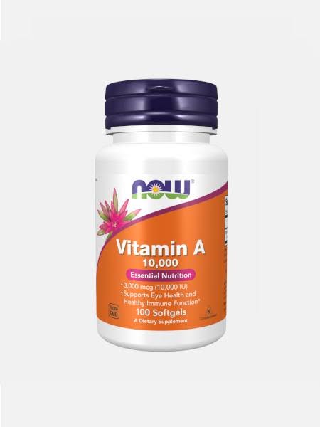 Vitamina A 10000 IU - 100 cápsulas - Now