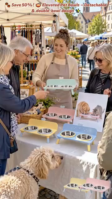 Elevated Detachable Pet Double Bowls – Convenient & Pet-Friendly
