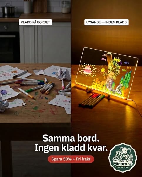 Samma bord. Ingen kladd kvar.