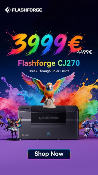 Flashforge CJ270—— Millions of Colors,One Print.The Desktop Full-Color3D Printer with Al Modeling
