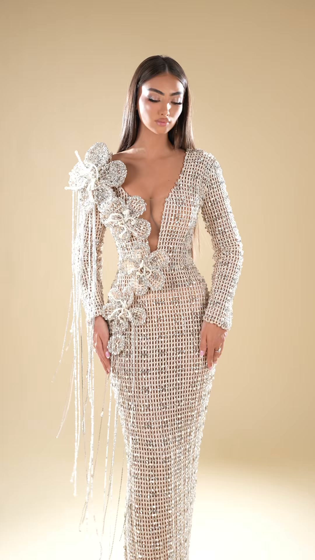Tiana – Floral Embellished Lattice Gown