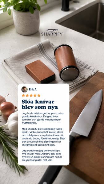 Årets knivslip 2025, nu till super-rea. Gör det till en fröjd att stå i köket! Förvandla alla dina knivar hemma till proffsverktyg