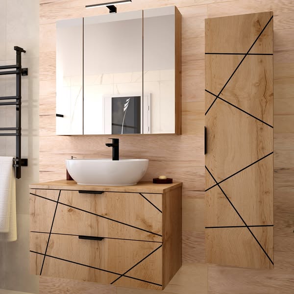 Meuble vasque 80cm Teren bois MDF | Petits-meubles