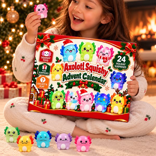 Squishy Axolotl Gift For Kids - Personalized Festive Christmas Countdo