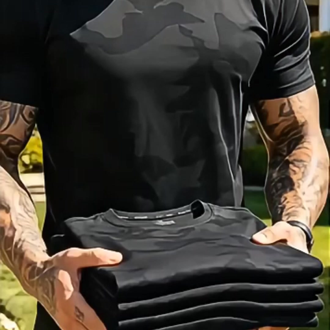 Hurtigtørrende Camouflage Sport T-shirt til Mænd til Fitness og Løb