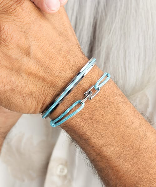Pig & Hen Daunting Dean Summer Blue | Silver | Rope Bracelet