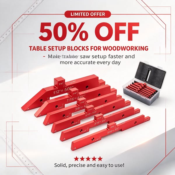 Woodworking Table Setup Blocks | 7‑Pc /14‑Pc Options | 40% OFF