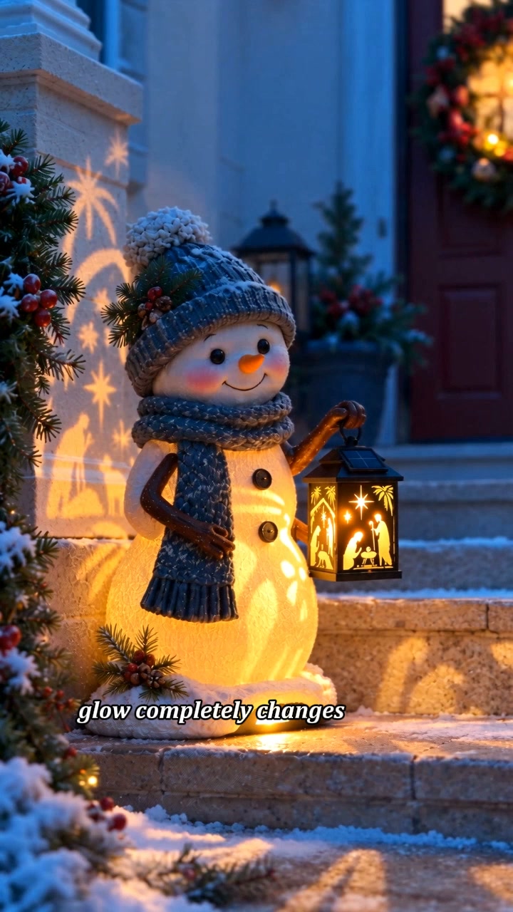 Solar Christmas Step Light with Holy Family Projection