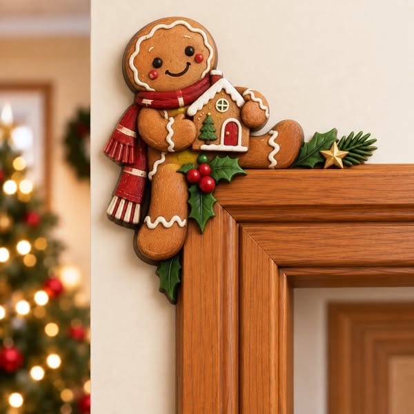 Décoration d’angle de cadre de porte de Noël Peekaboo – Personnage de Noël en 3D - Santa Claus / Left Side