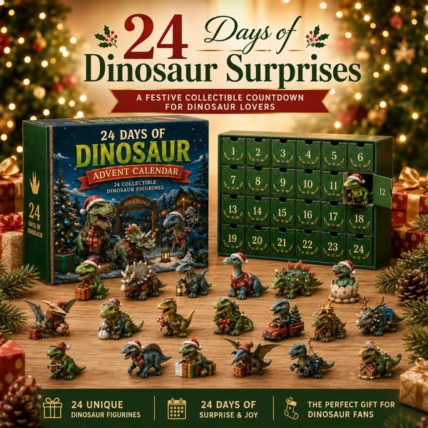 24 Days of Dinosaur Christmas Advent Calendar – 24 Collectible Dino Figurines & Holiday Surprises