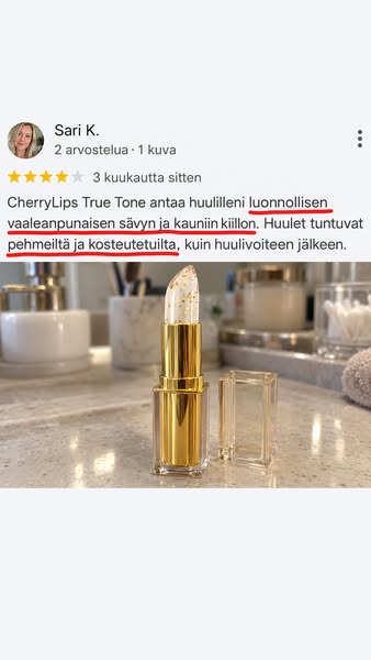 Luonnollinen vaaleanpunainen sävy. Pehmeät huulet.