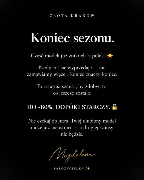 Koniec sezonu. Do -80%.