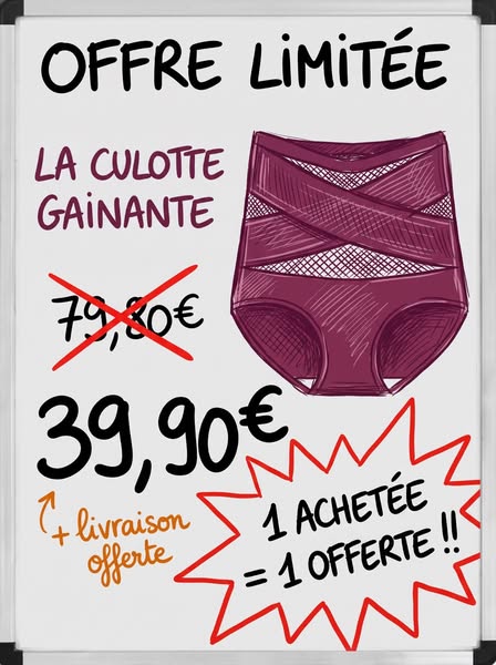 1 achetées = 1 offertes, aujourd'hui seulement