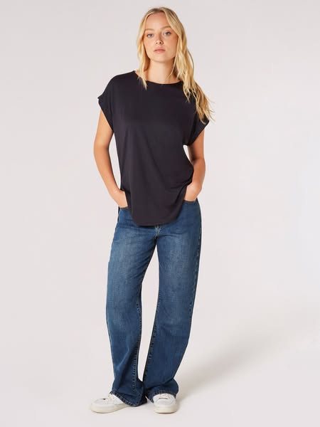Curved Hem Jersey T-Shirt