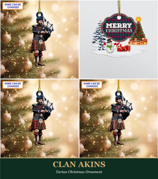 Clan Akins Tartan Ornaments
