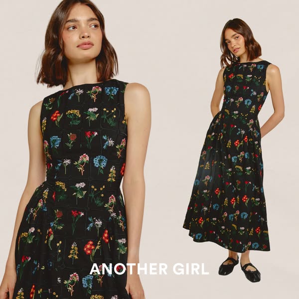 Black Floral Embroidered Maxi Dress