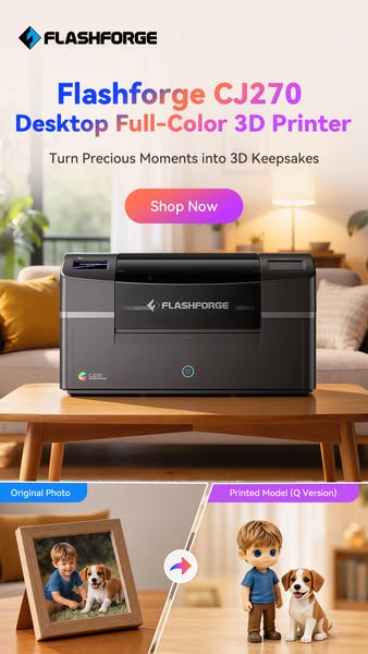 Flashforge CJ270—— Millions of Colors,One Print.The Desktop Full-Color3D Printer with Al Modeling