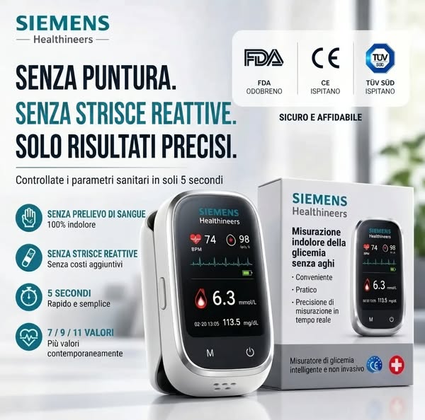 Nuovo glucometro intelligente non invasivo Siemens™!